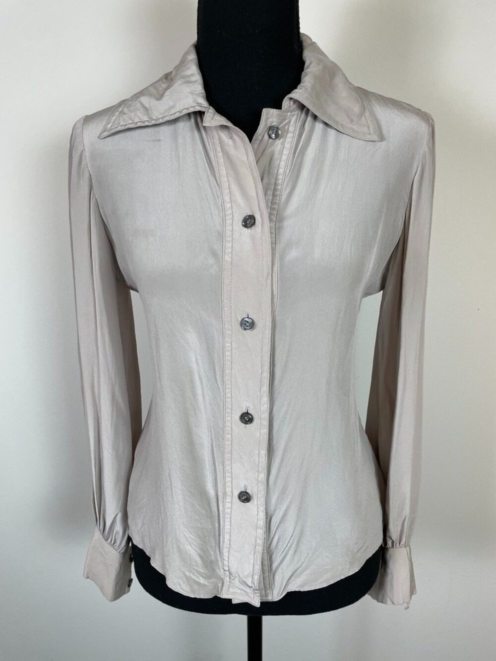 VINTAGE Rizkallah for Malcolm Starr button-up blouse, 100% Pure Silk